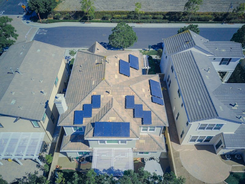 Solar PV system installation - rooftop solar panels on island resort